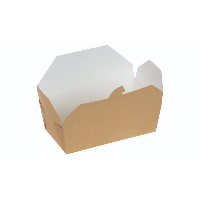 Carton à emporter marron/blanc avec revêtement PLA - 168/152x132/120x65mm - 1300ml