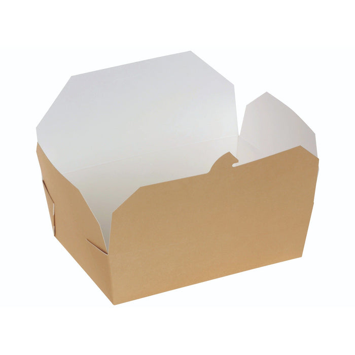 Carton à emporter marron/blanc avec revêtement PLA - 215/200x155/140x65mm - 2000ml