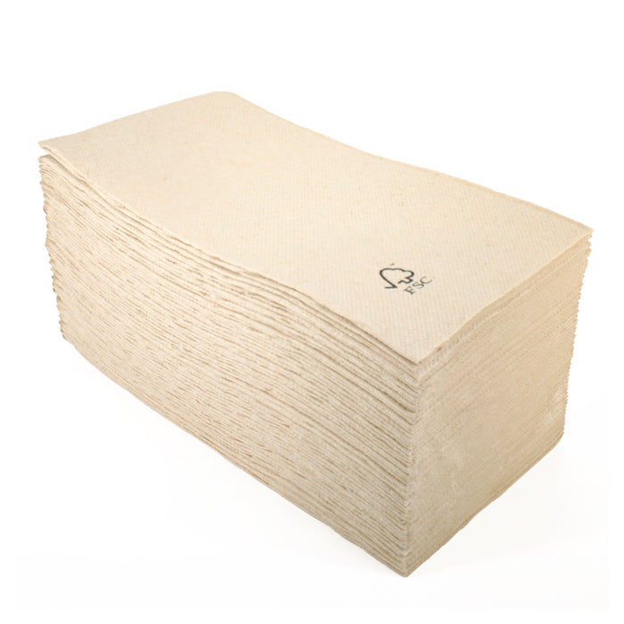 Serviettes en papier - rectangulaires marron 20 x 10 cm 2 plis pli 1/8