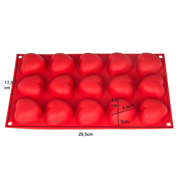 Moule silicone coeurs - rouge 29x17,5x3cm - 1 moule