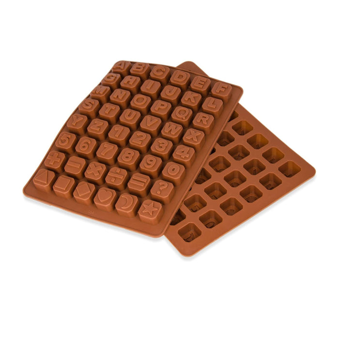 Moule silicone lettres et chiffres - marron 24x18x1,5cm