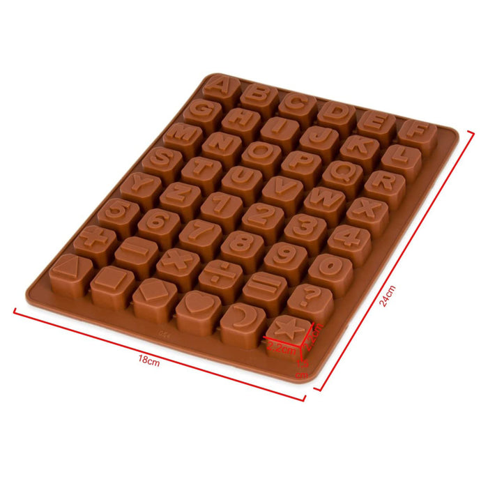 Moule silicone lettres et chiffres - marron 24x18x1,5cm