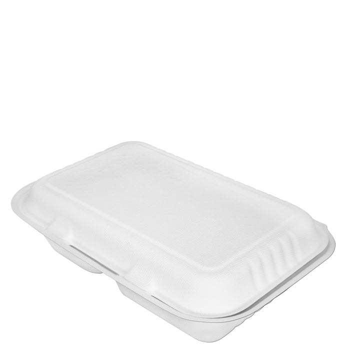 Boîte menu lunch box bagasse de canne à sucre bio 2 compartiments - 850ml