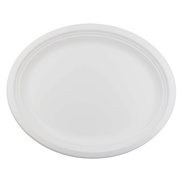 Assiette en bagasse - 26 cm (ovale, blanche)