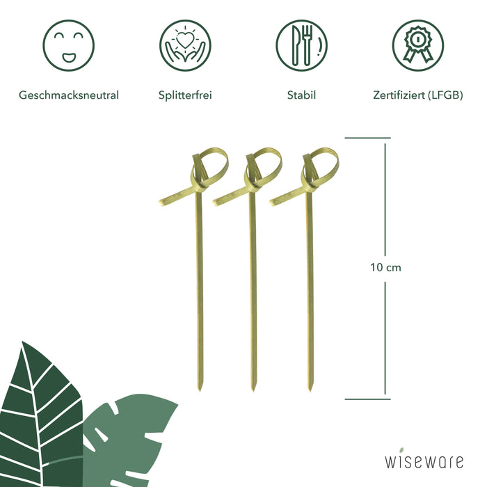 Brochettes de finger food bambou 9 cm avec noeud / boucle / noeud