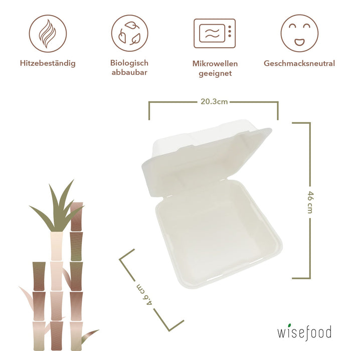 Boîte repas en bagasse de canne à sucre bio - 46 x 20,3 x 4,6 cm - (Blanc)