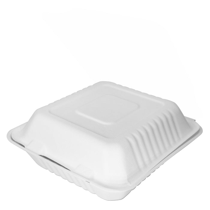 Boîte Repas Bagasse Canne à Sucre Bio Lunch Box - 23 x 20,3 x 4,6 cm Blanc