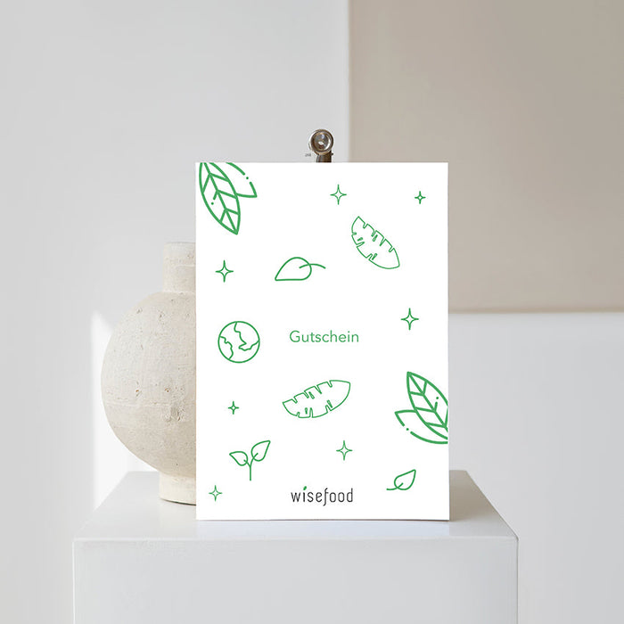 Chèque cadeau Wisefood en PDF imprimable blanc Doodle