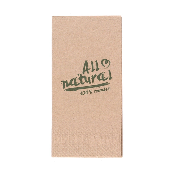 Serviettes en papier - carré imprimé "Tout naturel" 33 cm 2 plis pli 1/8