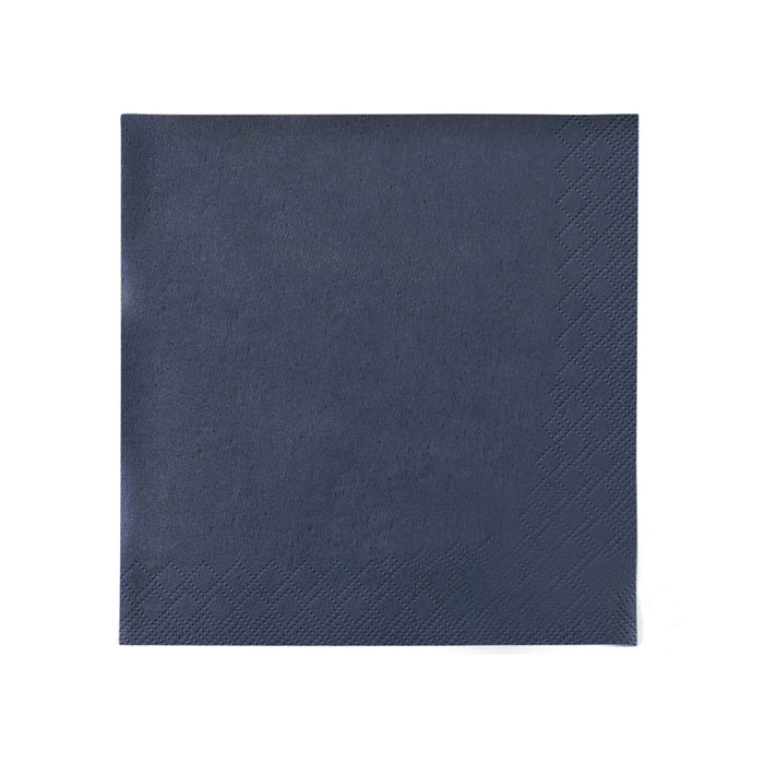 Serviettes en papier - carré bleu 33 cm 3 plis pli 1/4