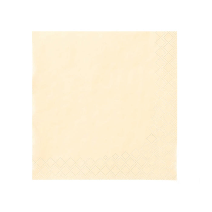 Serviettes en papier - carré crème 33 cm 3 plis pli 1/4