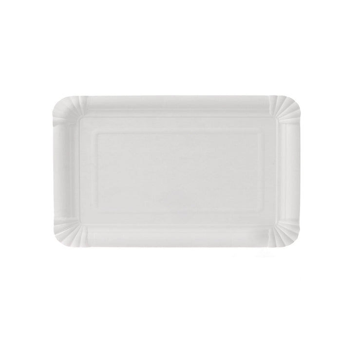 Assiette en carton - rectangulaire blanche 10 x 16 cm