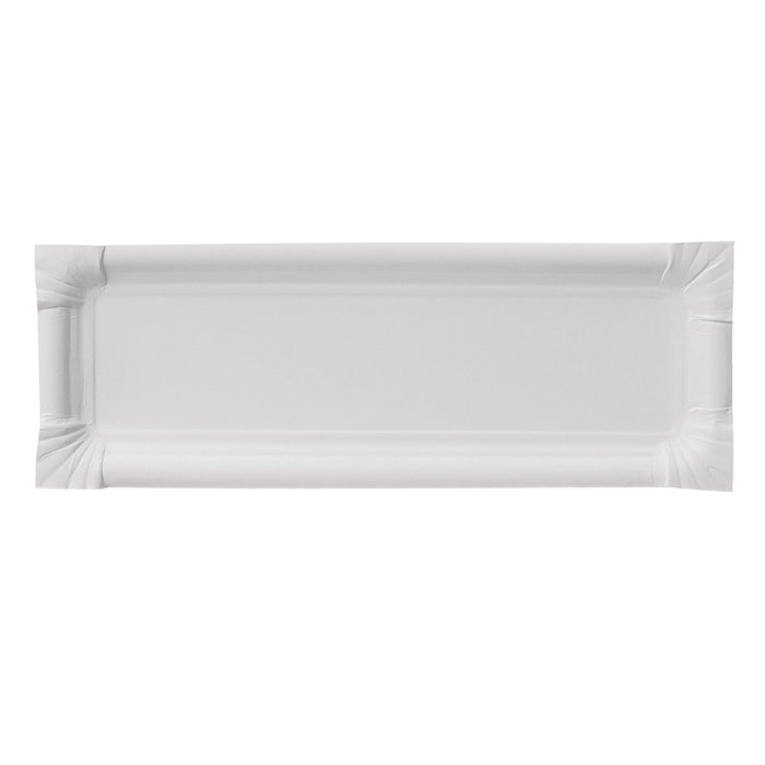 Assiette en carton - rectangulaire blanche 8 x 23 cm