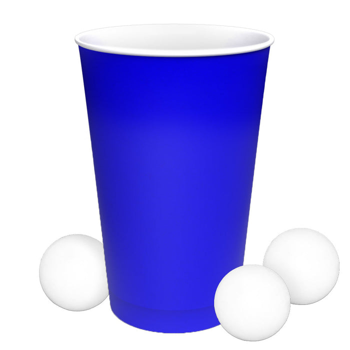 Set de gobelets en papier Beer Pong (bleu) - Beer Pong avec boules 400ml (16oz) Ø 90mm