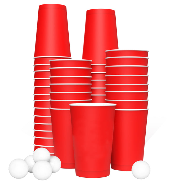 Set de gobelets beer pong en papier (rouge) - durable - beer pong