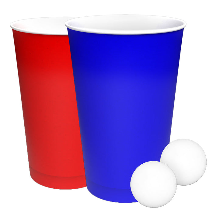 Set de gobelets beer pong avec boules - set beer pong durable en papier 400ml (16oz) Ø 90mm