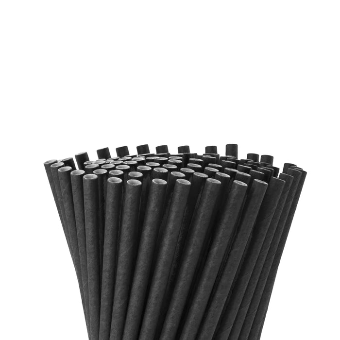 Pailles en papier 8x200mm noir