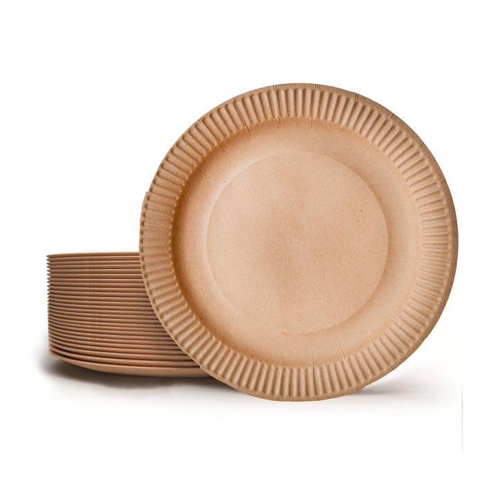Assiette en carton - ronde marron 18 cm