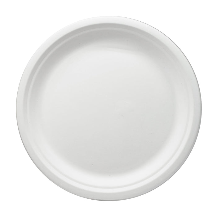 Assiette en bagasse - 23 cm (ronde, blanche)