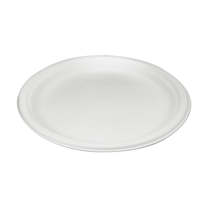 Assiette en bagasse - 23 cm (ronde, blanche)