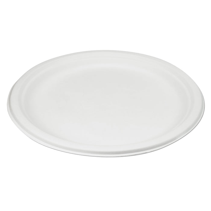 Assiette en bagasse - 26 cm (ronde, blanche)
