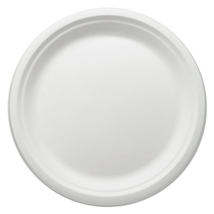 Assiette en bagasse - 26 cm (ronde, blanche)