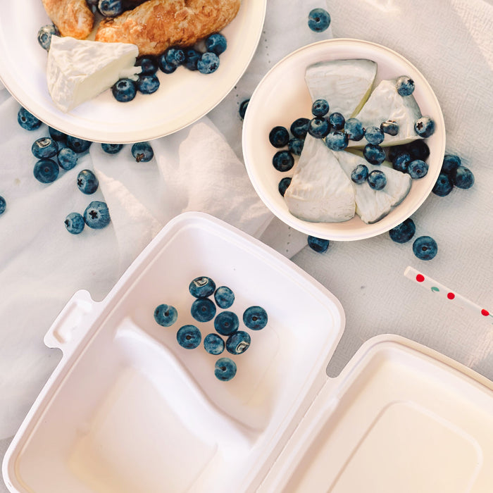 Bagasse à clapet 3 compartiments - 220x200x85mm